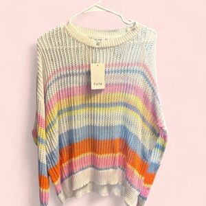 Fate Women's Colorful Striped Crew Neck Sweater
